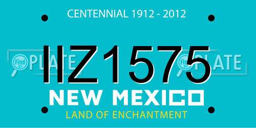 IIZ1575 New Mexico License Plate