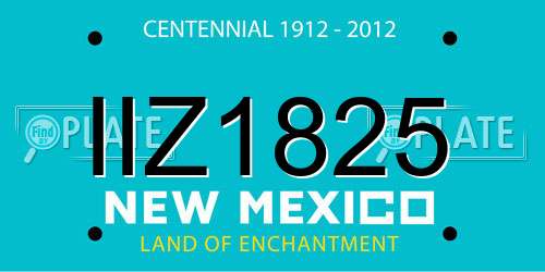 IIZ1825 New Mexico License Plate