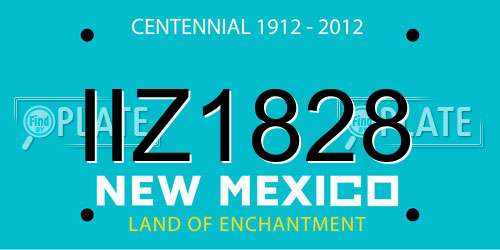 IIZ1828 New Mexico License Plate