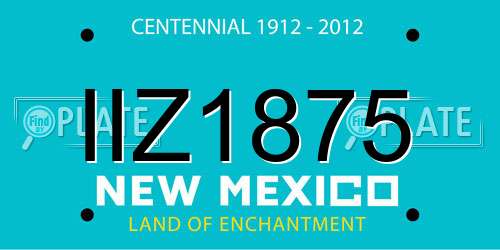 IIZ1875 New Mexico License Plate