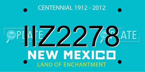 IIZ2278 New Mexico License Plate