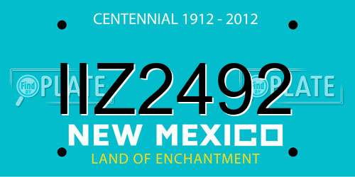 IIZ2492 New Mexico License Plate