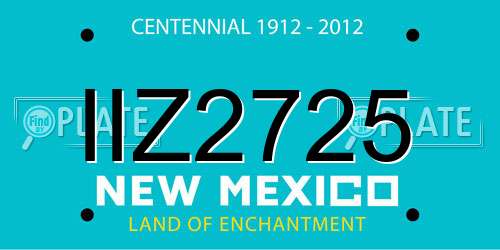 IIZ2725 New Mexico License Plate