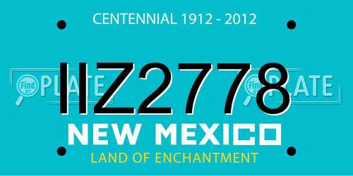 IIZ2778 New Mexico License Plate