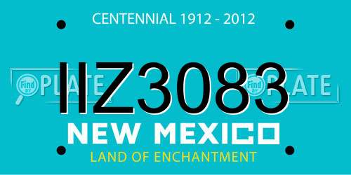 IIZ3083 New Mexico License Plate