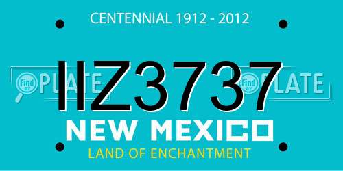 IIZ3737 New Mexico License Plate