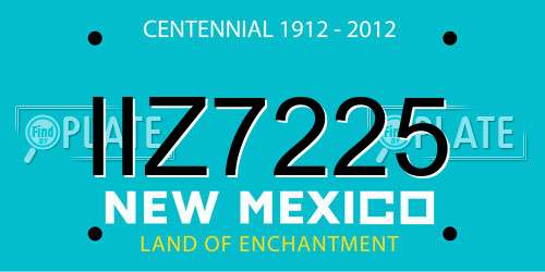 IIZ7225 New Mexico License Plate