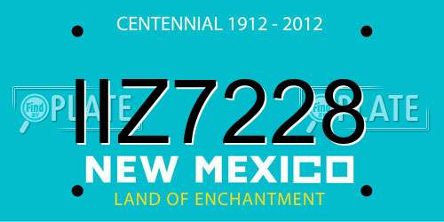 IIZ7228 New Mexico License Plate