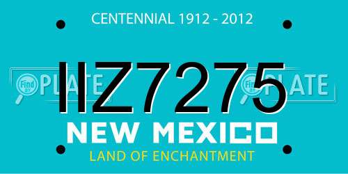 IIZ7275 New Mexico License Plate