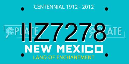 IIZ7278 New Mexico License Plate