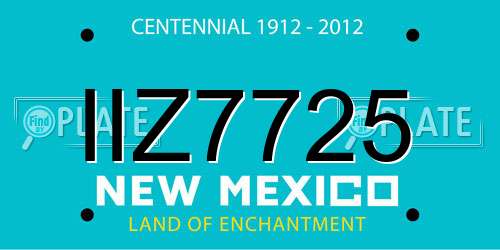 IIZ7725 New Mexico License Plate