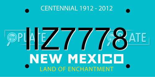 IIZ7778 New Mexico License Plate