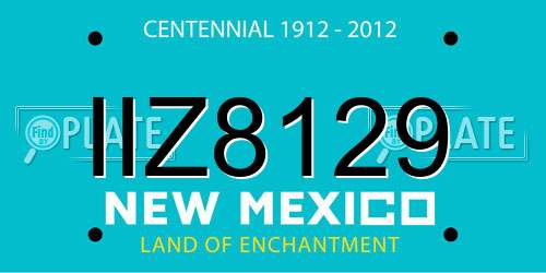IIZ8129 New Mexico License Plate