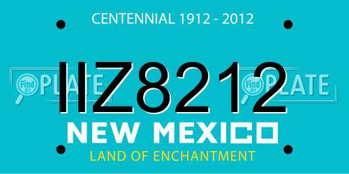 IIZ8212 New Mexico License Plate