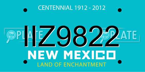 IIZ9822 New Mexico License Plate