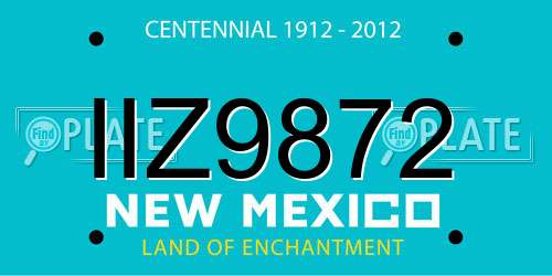 IIZ9872 New Mexico License Plate