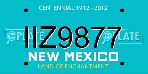 IIZ9877 New Mexico License Plate