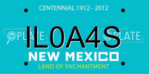 IL0A4S New Mexico License Plate