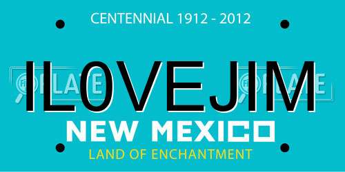 IL0VEJIM New Mexico License Plate