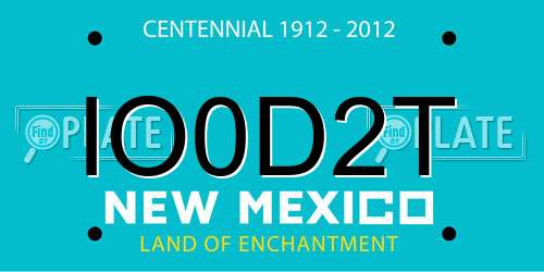 IO0D2T New Mexico License Plate