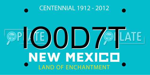 IO0D7T New Mexico License Plate