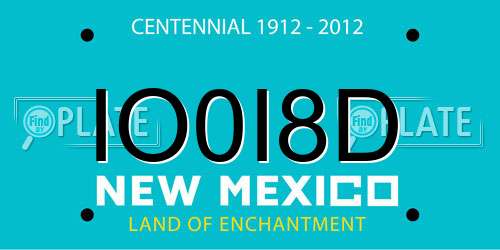 IO0I8D New Mexico License Plate