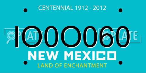 IO0O060 New Mexico License Plate
