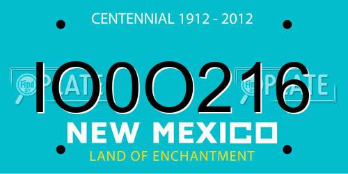 IO0O216 New Mexico License Plate