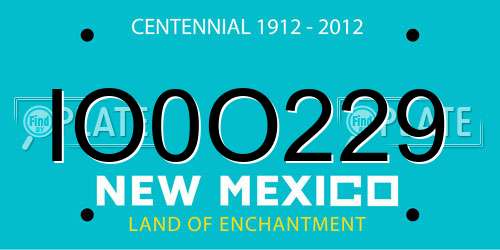 IO0O229 New Mexico License Plate