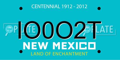 IO0O2T New Mexico License Plate