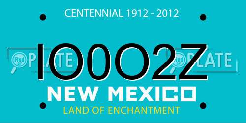 IO0O2Z New Mexico License Plate