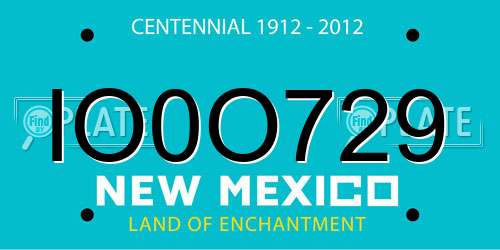 IO0O729 New Mexico License Plate