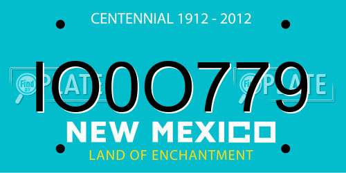 IO0O779 New Mexico License Plate