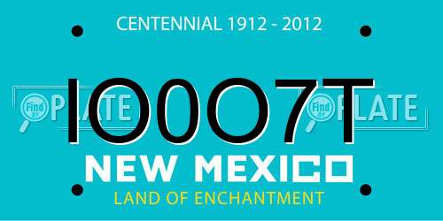 IO0O7T New Mexico License Plate