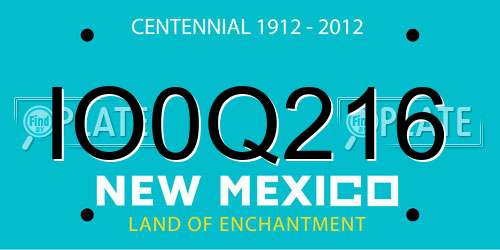 IO0Q216 New Mexico License Plate