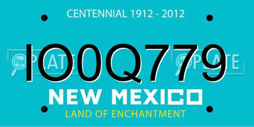 IO0Q779 New Mexico License Plate