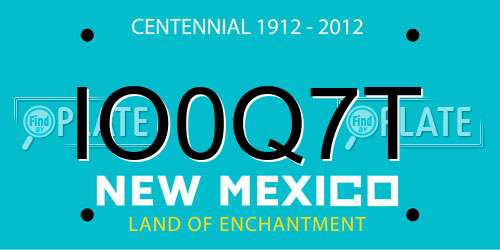 IO0Q7T New Mexico License Plate