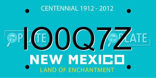 IO0Q7Z New Mexico License Plate