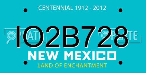IO2B728 New Mexico License Plate