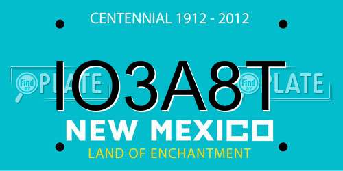 IO3A8T New Mexico License Plate