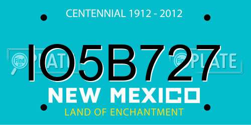 IO5B727 New Mexico License Plate