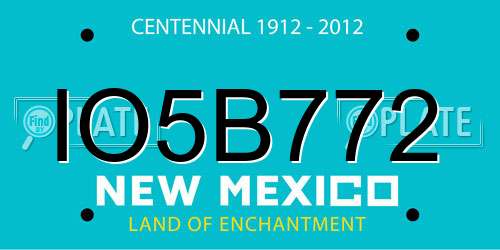IO5B772 New Mexico License Plate
