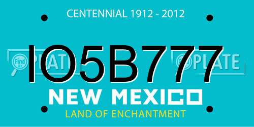IO5B777 New Mexico License Plate