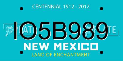 IO5B989 New Mexico License Plate