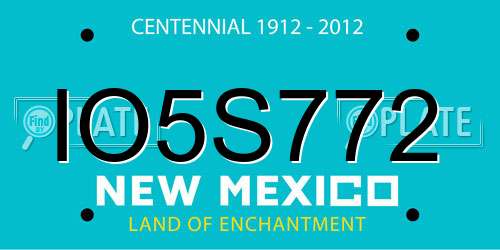 IO5S772 New Mexico License Plate