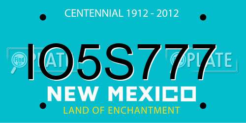 IO5S777 New Mexico License Plate