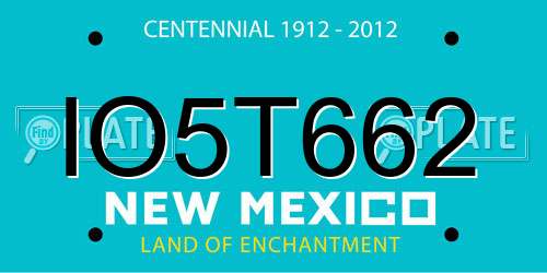 IO5T662 New Mexico License Plate