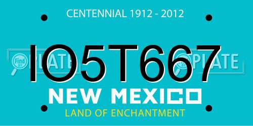 IO5T667 New Mexico License Plate
