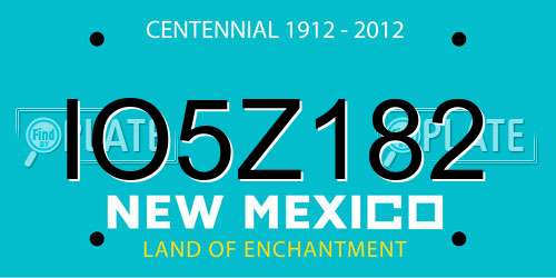 IO5Z182 New Mexico License Plate