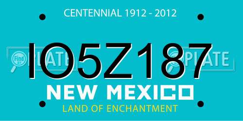 IO5Z187 New Mexico License Plate